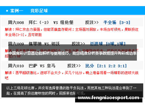 中国竞彩计算器功能解析与使用技巧，助您精准分析赛事数据提升购彩成功率